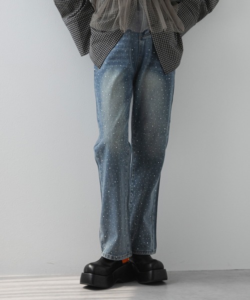 bohmal(ボマール)の「【M~3L展開】ラインストーン付きルーズデニムパンツ(デニムパンツ・レディース・ブルー・3L/LL/LARGE/MEDIUM)」の14枚目の写真