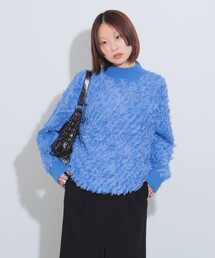 Ray BEAMS | カットジャカード フリンジ ハイネック ニット(ニット/セーター)