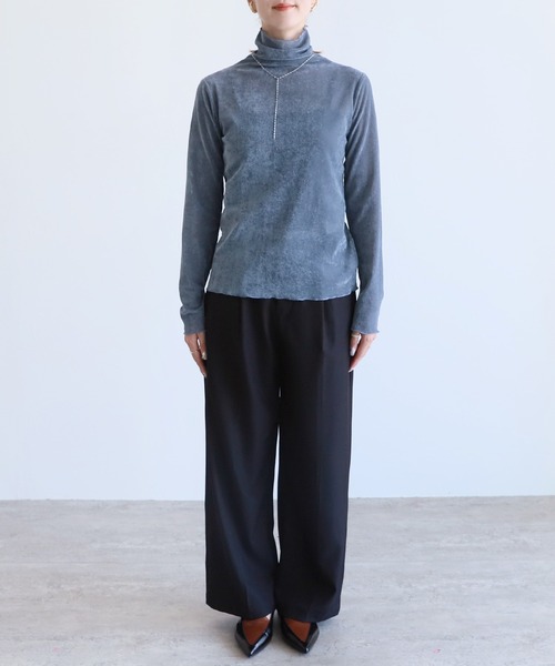 reca(レカ)の「フロッキーメッシュトップス(Tシャツ/カットソー・レディース・ブラック/オフホワイト/グレー/ブルー・M)」の19枚目の写真