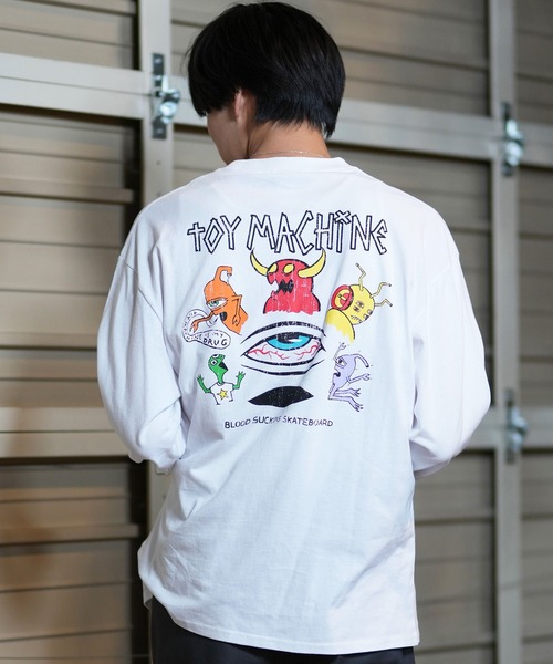 TOY　MACHINE（トイ　マシーン）の「【ムラサキスポーツ限定】TOY MACHINE/トイマシーン ロンT/長袖Tシャツ ビックシルエット バックプリント MTMFELT4（Tシャツ/カットソー・メンズ・ホワイト/ライトブルー/ブラック・M/L/XL）」の6枚目の写真