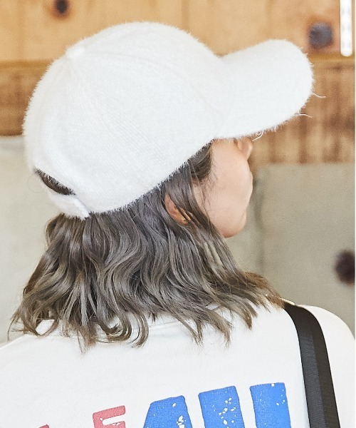 CUBE SUGAR(キューブシュガー)の「シャギーキャップ(キャップ・レディース・ブラック/サックスブルー/ホワイト/ピンク・M)」の2枚目の写真