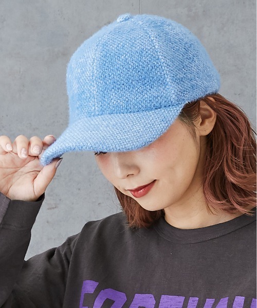 CUBE SUGAR(キューブシュガー)の「シャギーキャップ(キャップ・レディース・ブラック/サックスブルー/ホワイト/ピンク・M)」の1枚目の写真
