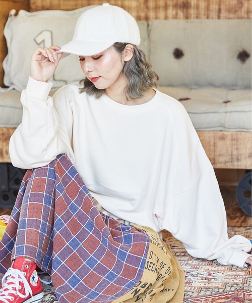 CUBE SUGAR(キューブシュガー)の「シャギーキャップ(キャップ・レディース・ブラック/サックスブルー/ホワイト/ピンク・M)」の5枚目の写真