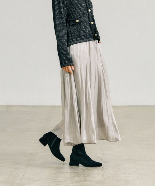 GLOBAL WORK（グローバルワーク）の「エアリーリラックスシャイニースカート/115699（スカート・レディース・グレー/ブラック×ホワイト/レオパード/ブラウン/ブラック/チェック/ベージュ/グリーン系その他3・SHORT/REGULAR）」の5枚目の写真