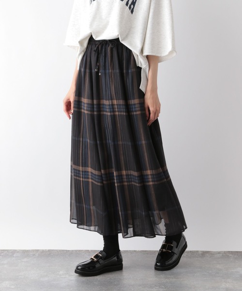 GLOBAL WORK（グローバルワーク）の「エアリーリラックスシャイニースカート/115699（スカート・レディース・グレー/ブラック×ホワイト/レオパード/ブラウン/ブラック/チェック/ベージュ/グリーン系その他3・SHORT/REGULAR）」の8枚目の写真