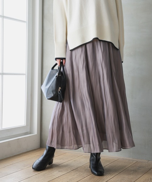 GLOBAL WORK（グローバルワーク）の「エアリーリラックスシャイニースカート/115699（スカート・レディース・グレー/ブラック×ホワイト/レオパード/ブラウン/ブラック/チェック/ベージュ/グリーン系その他3・SHORT/REGULAR）」の3枚目の写真