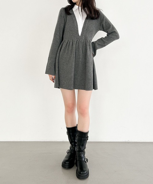 むーわんさんへ セール】ドッキングペプラムワンピース 148813（ワンピース）｜Heather