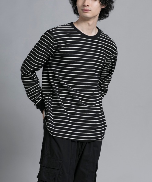 aimoha(アイモハ)の「aimoha men Timeless Striped Crewneck Sweater(スウェット・メンズ・ブラック/オフホワイト/ブルー・MEDIUM/LARGE/X-LARGE/XX-LARGE/XXX-LARGE)」の10枚目の写真
