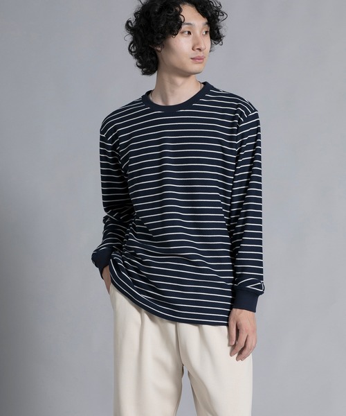 aimoha(アイモハ)の「aimoha men Timeless Striped Crewneck Sweater(スウェット・メンズ・ブラック/オフホワイト/ブルー・MEDIUM/LARGE/X-LARGE/XX-LARGE/XXX-LARGE)」の17枚目の写真