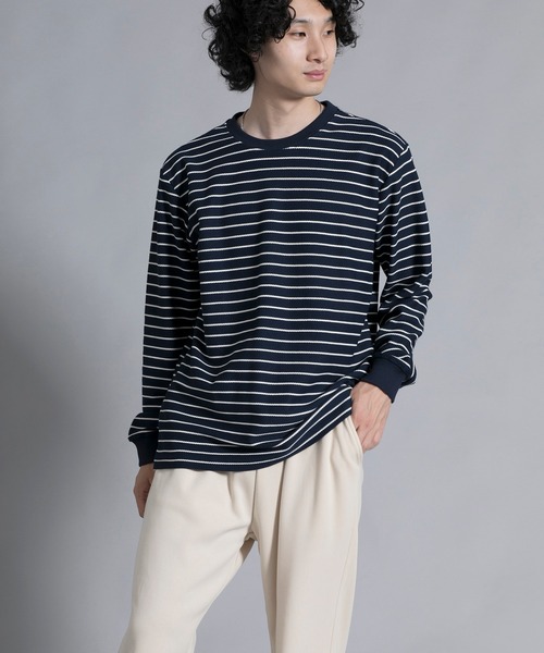 aimoha(アイモハ)の「aimoha men Timeless Striped Crewneck Sweater(スウェット・メンズ・ブラック/オフホワイト/ブルー・MEDIUM/LARGE/X-LARGE/XX-LARGE/XXX-LARGE)」の18枚目の写真