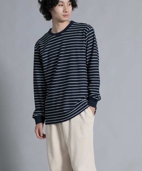 aimoha(アイモハ)の「aimoha men Timeless Striped Crewneck Sweater(スウェット・メンズ・ブラック/オフホワイト/ブルー・MEDIUM/LARGE/X-LARGE/XX-LARGE/XXX-LARGE)」の19枚目の写真