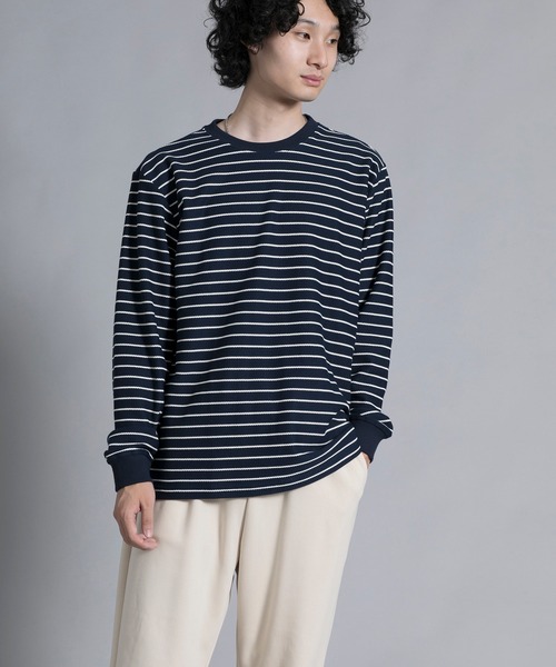 aimoha(アイモハ)の「aimoha men Timeless Striped Crewneck Sweater(スウェット・メンズ・ブラック/オフホワイト/ブルー・MEDIUM/LARGE/X-LARGE/XX-LARGE/XXX-LARGE)」の20枚目の写真