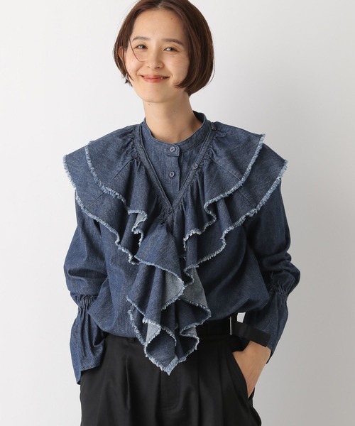 LEPSIM（レプシィム）の「2Pデニムブラウス　139256（シャツ/ブラウス・レディース・ネイビー/ブルー・FREE）」の2枚目の写真