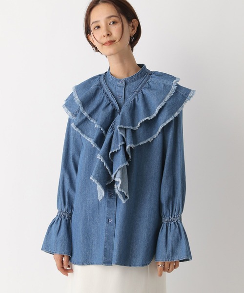 LEPSIM（レプシィム）の「2Pデニムブラウス　139256（シャツ/ブラウス・レディース・ネイビー/ブルー・FREE）」の3枚目の写真