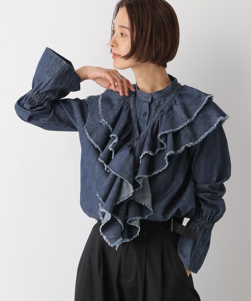 LEPSIM（レプシィム）の「2Pデニムブラウス　139256（シャツ/ブラウス・レディース・ネイビー/ブルー・FREE）」の9枚目の写真