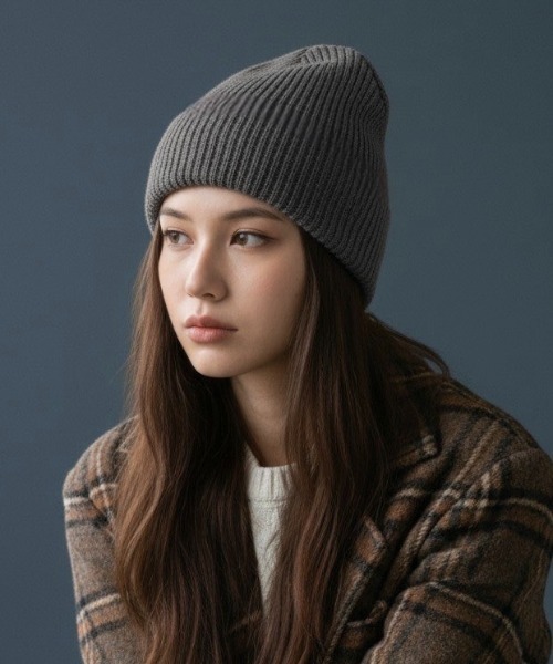 Burner（バーナー）の「【OKUOKU　0909】ニット帽　カラーバリエーション リブニットビーニー　 oku-bosi-739648710235-9（ニットキャップ/ビーニー・レディース・エメラルド/ブラック/チェリーピンク/ブルー/グレー/オフホワイト/ピンク/ワインレッド/ブラウン/ホワイト/ネイビー/オレンジ/ブラウン系その他/ライトブルー・FREE）」の4枚目の写真