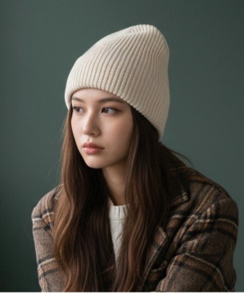 Burner（バーナー）の「【OKUOKU　0909】ニット帽　カラーバリエーション リブニットビーニー　 oku-bosi-739648710235-9（ニットキャップ/ビーニー・レディース・エメラルド/ブラック/チェリーピンク/ブルー/グレー/オフホワイト/ピンク/ワインレッド/ブラウン/ホワイト/ネイビー/オレンジ/ブラウン系その他/ライトブルー・FREE）」の2枚目の写真