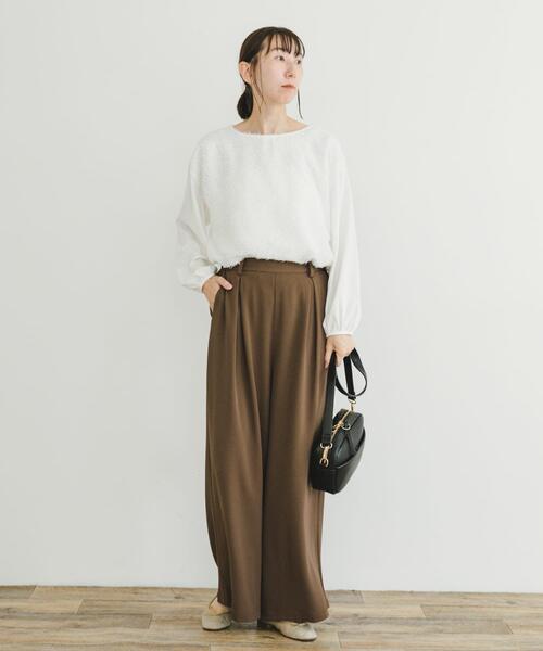 ITEMS URBANRESEARCH（アイテムズ アーバンリサーチ）の「タックワイドイージーパンツ（その他パンツ・レディース・ブラウン/オフホワイト/ブラック・FREE）」の17枚目の写真