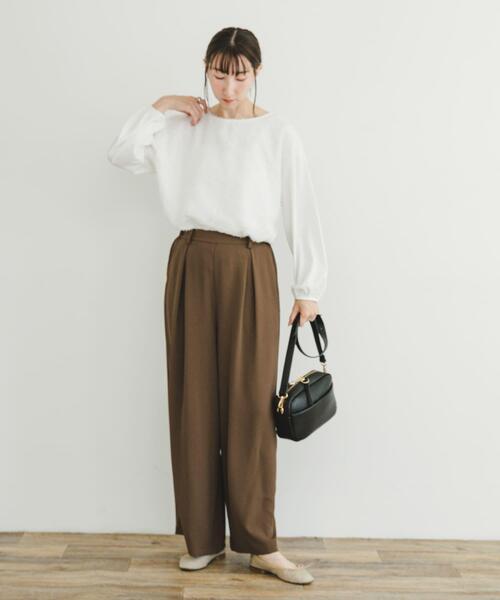 ITEMS URBANRESEARCH（アイテムズ アーバンリサーチ）の「タックワイドイージーパンツ（その他パンツ・レディース・ブラウン/オフホワイト/ブラック・FREE）」の18枚目の写真