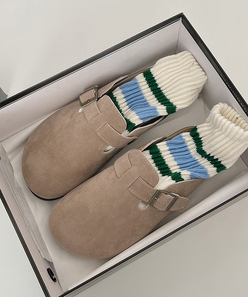 MEMECLE（メメクル）の「【 MEMECLE / メメクル 】レディース スエード クロッグサンダル（スリッポン・レディース・ブラウン/サンドベージュ・M/L/S）」の2枚目の写真