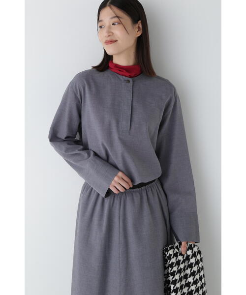 human woman(ヒューマンウーマン)の「◆強撚ボイルカルゼブラウス(シャツ/ブラウス・レディース・グレー・MEDIUM)」の2枚目の写真