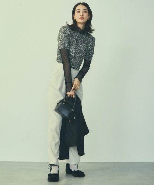 TITTY&CO.（ティティーアンドコー）の「フェイクファーバレエシューズ（バレエシューズ・レディース・ラベンダー/ブラック/アイボリー・MEDIUM/LARGE）」の8枚目の写真