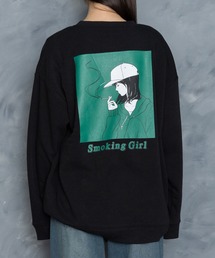 back print illustration sweat shirt/バックプリント イラスト スウェットシャツ