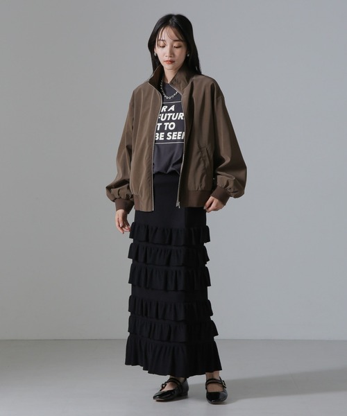 NANO universe（ナノユニバース）の「ピーチフェイクレザースタンドカラーブルゾン(セットアップ可)（ブルゾン・レディース・ブラック/ベージュ/モカ・FREE）」の14枚目の写真