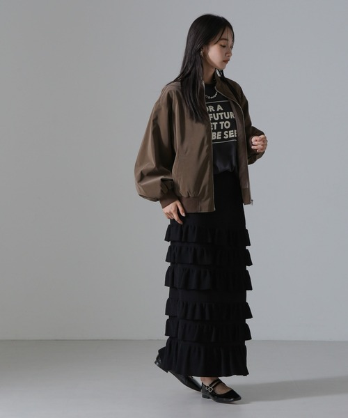 NANO universe（ナノユニバース）の「ピーチフェイクレザースタンドカラーブルゾン(セットアップ可)（ブルゾン・レディース・ブラック/ベージュ/モカ・FREE）」の15枚目の写真