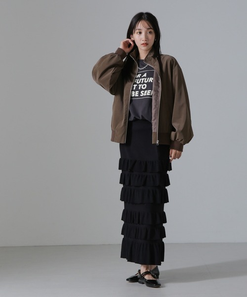 NANO universe（ナノユニバース）の「ピーチフェイクレザースタンドカラーブルゾン(セットアップ可)（ブルゾン・レディース・ブラック/ベージュ/モカ・FREE）」の17枚目の写真