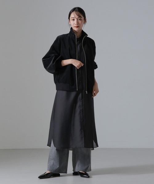 NANO universe（ナノユニバース）の「ピーチフェイクレザースタンドカラーブルゾン(セットアップ可)（ブルゾン・レディース・ブラック/ベージュ/モカ・FREE）」の21枚目の写真