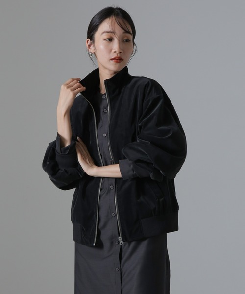 NANO universe（ナノユニバース）の「ピーチフェイクレザースタンドカラーブルゾン(セットアップ可)（ブルゾン・レディース・ブラック/ベージュ/モカ・FREE）」の20枚目の写真