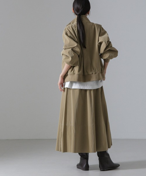 NANO universe（ナノユニバース）の「ピーチフェイクレザースタンドカラーブルゾン(セットアップ可)（ブルゾン・レディース・ブラック/ベージュ/モカ・FREE）」の8枚目の写真