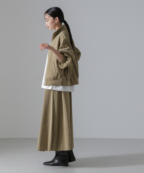 NANO universe（ナノユニバース）の「ピーチフェイクレザースタンドカラーブルゾン(セットアップ可)（ブルゾン・レディース・ブラック/ベージュ/モカ・FREE）」の9枚目の写真