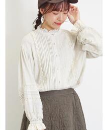 Samansa Mos2 | フリルスタンドカラーレースブラウス(シャツ/ブラウス)