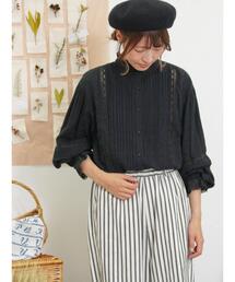 Samansa Mos2 | フリルスタンドカラーレースブラウス(シャツ/ブラウス)