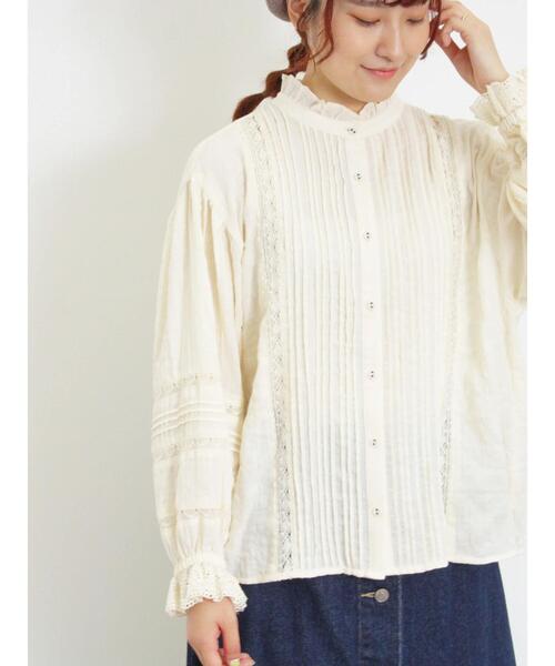 Samansa Mos2（サマンサ モスモス）の「フリルスタンドカラーレースブラウス（シャツ/ブラウス・レディース・シルバーグレー/キナリ/ブラック/カーキ・F）」の12枚目の写真