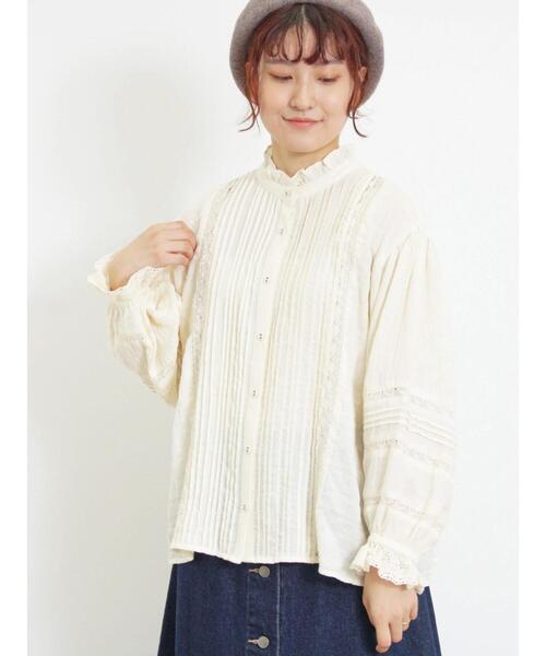 Samansa Mos2（サマンサ モスモス）の「フリルスタンドカラーレースブラウス（シャツ/ブラウス・レディース・シルバーグレー/キナリ/ブラック/カーキ・F）」の13枚目の写真