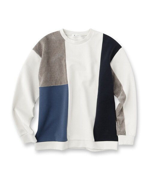 tk.TAKEO KIKUCHI(ティーケータケオキクチ)の「◆切替モールスウェット(スウェット・メンズ・ホワイト系7/ベージュ系その他2/ブラック系4・03/02/01)」の4枚目の写真