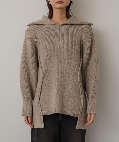 SENSE OF PLACE by URBAN RESEARCH(センスオブプレイスバイアーバンリサーチ)の「ショルダージップメランジセーター(ニット/セーター・レディース・ベージュ/ネイビー/ライトグレー・ONE)」の19枚目の写真