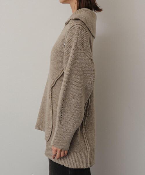 SENSE OF PLACE by URBAN RESEARCH(センスオブプレイスバイアーバンリサーチ)の「ショルダージップメランジセーター(ニット/セーター・レディース・ベージュ/ネイビー/ライトグレー・ONE)」の20枚目の写真