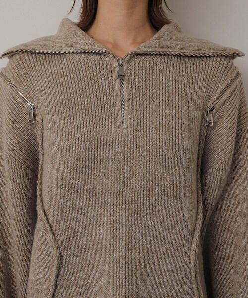 SENSE OF PLACE by URBAN RESEARCH(センスオブプレイスバイアーバンリサーチ)の「ショルダージップメランジセーター(ニット/セーター・レディース・ベージュ/ネイビー/ライトグレー・ONE)」の22枚目の写真