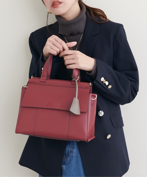 natural couture(ナチュラルクチュール)の「ダブルフラップ2WAYハンドバッグ(ショルダーバッグ・レディース・ブラック/アイボリー/モカ/レッド・FREE)」の16枚目の写真