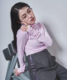 【150㎝前後の小柄さんサイズ】シャーリングハイネックリブトップス