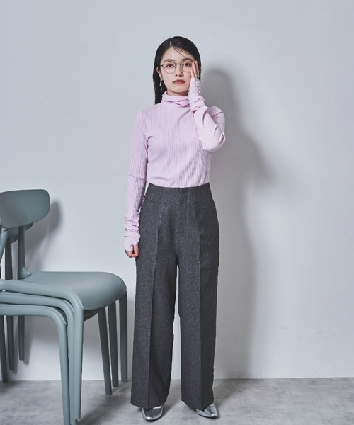 tarin arin(タリンアリン)の「【150㎝前後の小柄さんサイズ】シャーリングハイネックリブトップス(Tシャツ/カットソー・レディース・チャコールグレー/ピンク・S/M)」の15枚目の写真