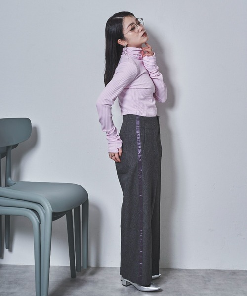 tarin arin(タリンアリン)の「【150㎝前後の小柄さんサイズ】シャーリングハイネックリブトップス(Tシャツ/カットソー・レディース・チャコールグレー/ピンク・S/M)」の14枚目の写真