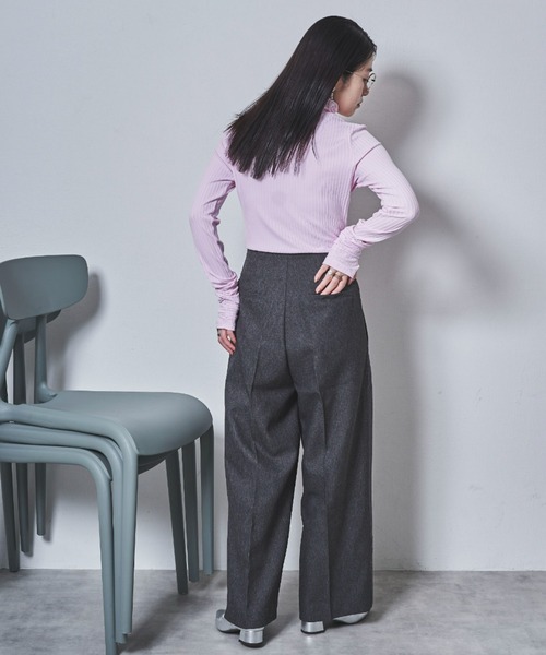 tarin arin(タリンアリン)の「【150㎝前後の小柄さんサイズ】シャーリングハイネックリブトップス(Tシャツ/カットソー・レディース・チャコールグレー/ピンク・S/M)」の11枚目の写真