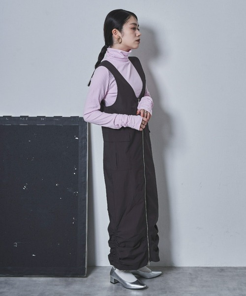 tarin arin(タリンアリン)の「【150㎝前後の小柄さんサイズ】シャーリングハイネックリブトップス(Tシャツ/カットソー・レディース・チャコールグレー/ピンク・S/M)」の9枚目の写真