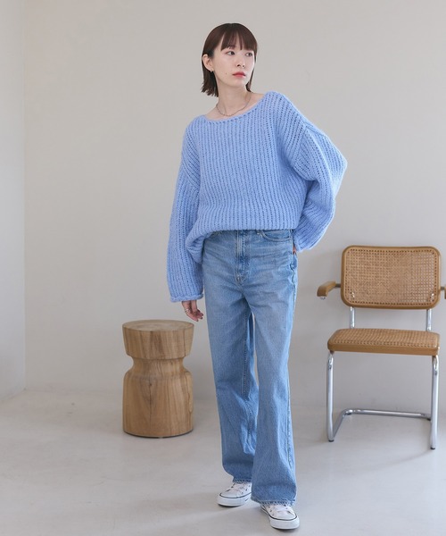 meilmada(メイルマダ)の「ローゲージルーズニット(ニット/セーター・レディース・ベージュ/ブルー・FREE)」の9枚目の写真