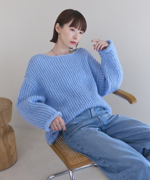 meilmada(メイルマダ)の「ローゲージルーズニット(ニット/セーター・レディース・ベージュ/ブルー・FREE)」の11枚目の写真